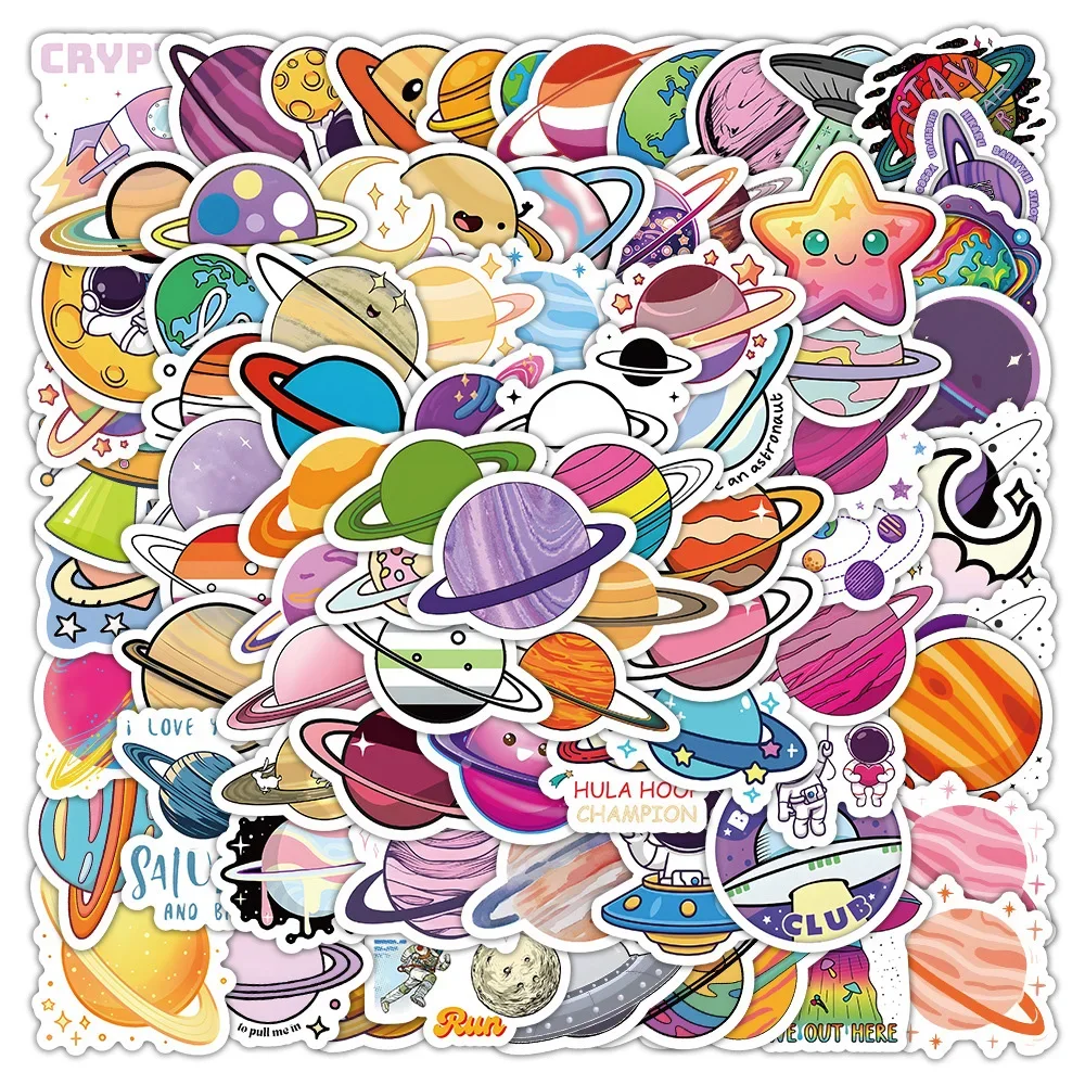 10/100Pcs 귀여운 스티커 팩 Kawaii 우주 행성 미적 문구 용품 사무실 학교 스크랩북 용품 한국어 종이