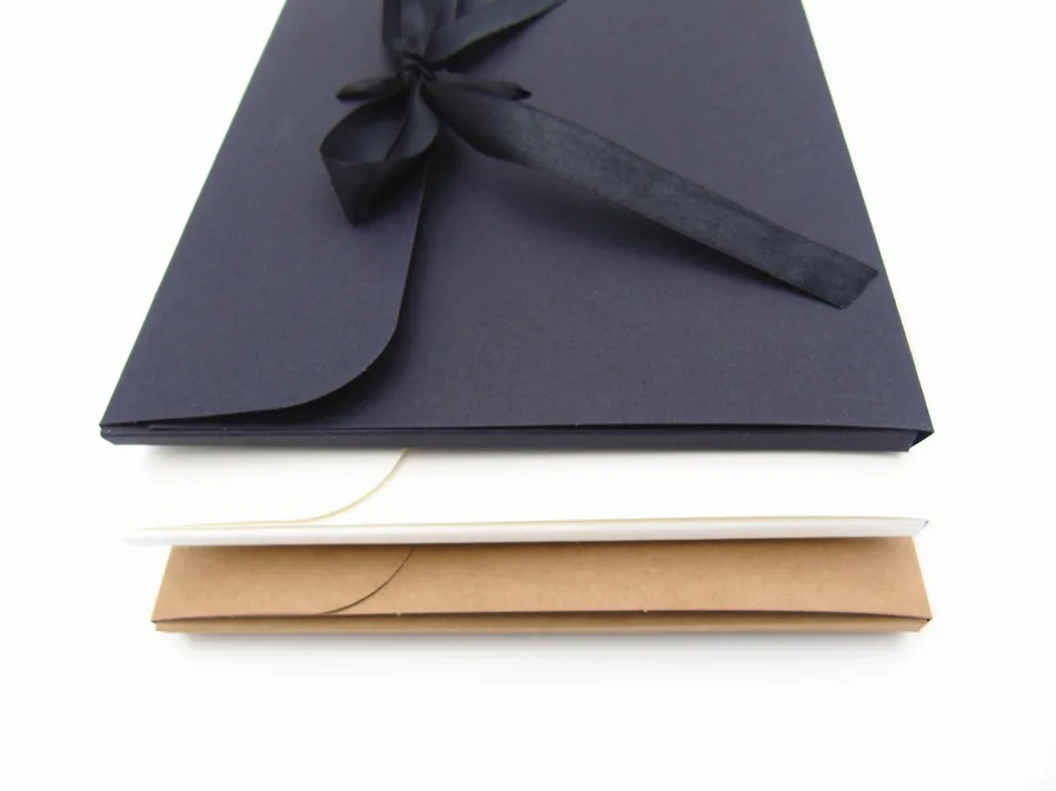 Kraft Paper Envelope Boxes for Scarf Underwear Facial Mask Packaging White Black Gift Box with Ribbons Favor Box Printed Custom 7 undefined