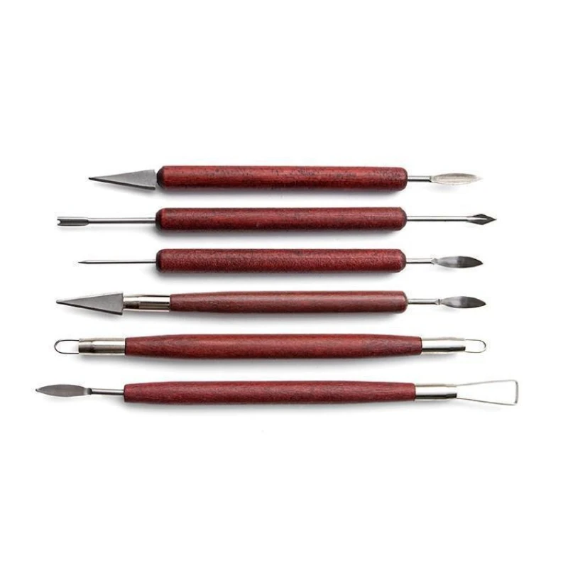 Mahogany Clay Sculpture Carving Knife 6 Piece Set