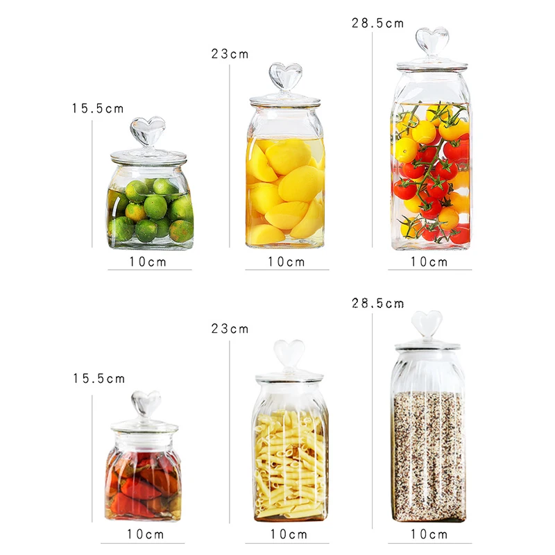 Creative Food Grade Glass Storage Jar Candy Jar Fruit Pickle Jar with Lid  Transparent Airtight Jar