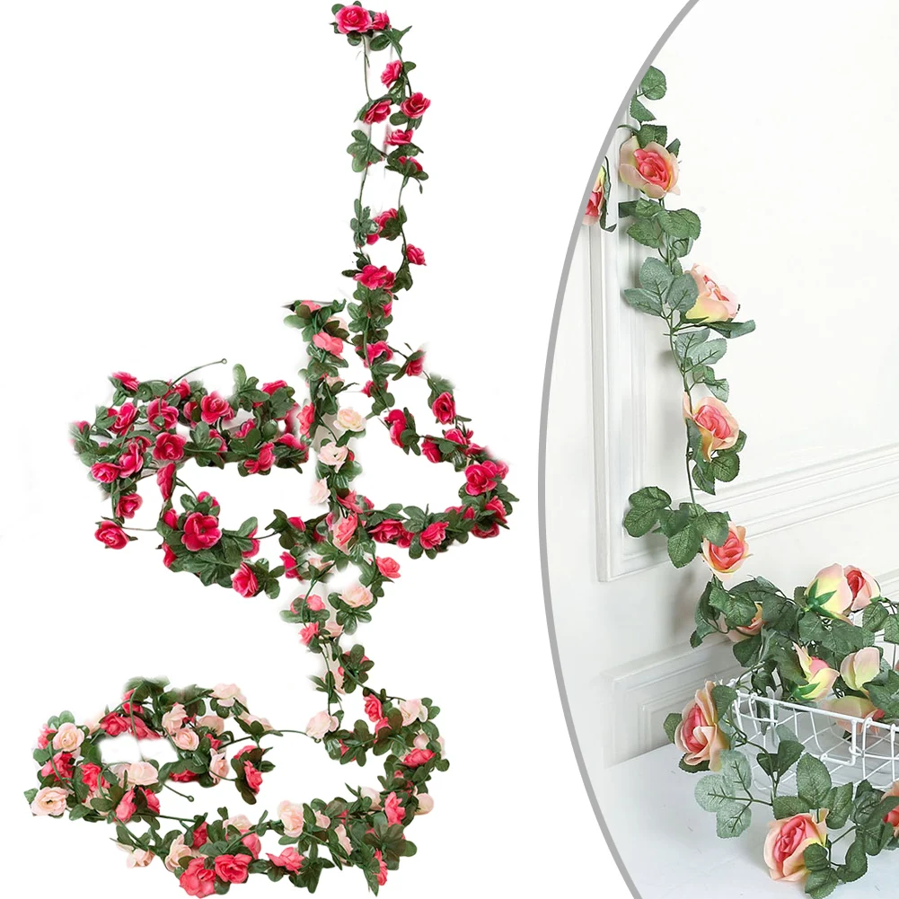 2,5 m 45 Blumen Rebe Seide Rose Blatt Girlande Rebe DIY Gefälschte Pflanzen Rebe Für Zuhause Wohnzimmer Hochzeit Garten bogen Dekoration
