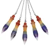 Natural Fluorite 7 Chakra Crystal Stone Pendulums For Healing Quartz Reiki Dowsing Divination Pendulum Pendulo Pendant Jewelry 5