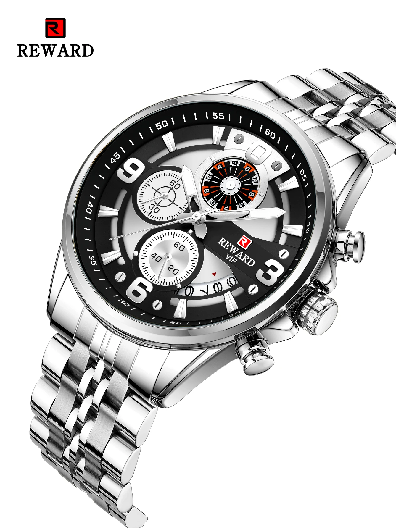 Quartz Wristwatch for Men Sport Waterproof Watches Stainless Steel Chronograph Luminous Wrist Watch_voghion.com