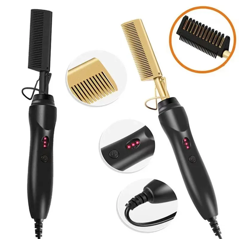 Professional Hair Straightener For Wigs Heated Comb Electric  Heating Hot Comb Hair Styling Straightening Curling Comb 5
