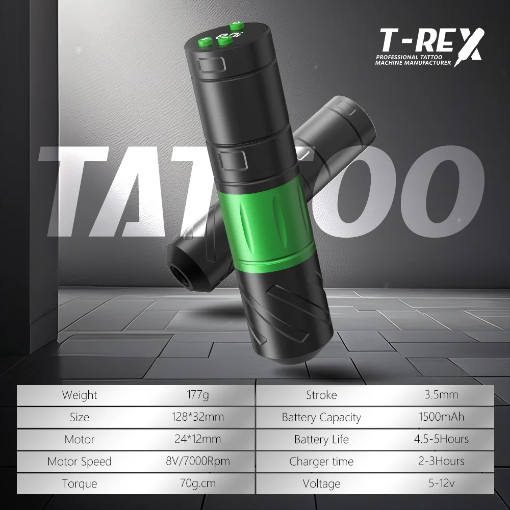 Tattoo Kit T-Rex Rotating Tattoo Machine Wireless Tattoo Machine Pen LED Digital Display 3.5mm Stroke Tattoo Power Tattoo Kit - 2