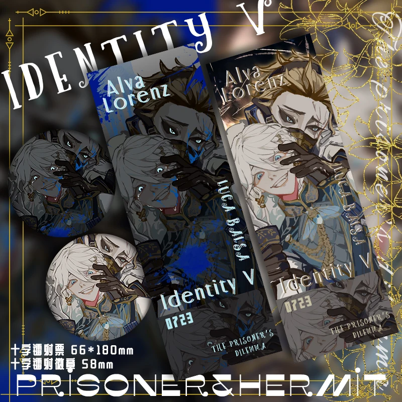 2024 New Anime Identity Ⅴ Alva Lorenz Luca Balsa Cosplay Laser Biglietti Badge Fan Regalo Di Compleanno