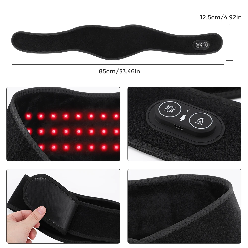 Cordless Heated Neck Wrap Electric Vibration Heating Massage Pad Red Light Cervi