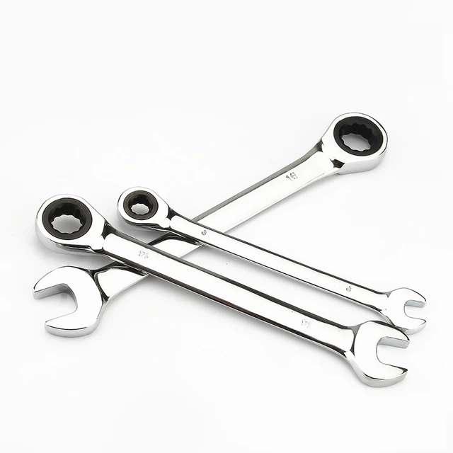 Clé à cliquet à anneau chrome vanadium réversible 6-8-10-12-13-14-17-18-19-21-22-24-30-32mm jeu de clés combinées à cliquet 1