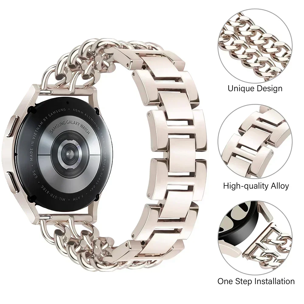 Elegant Metal Luxury Watchband Bracelet, 20mm/22mm
