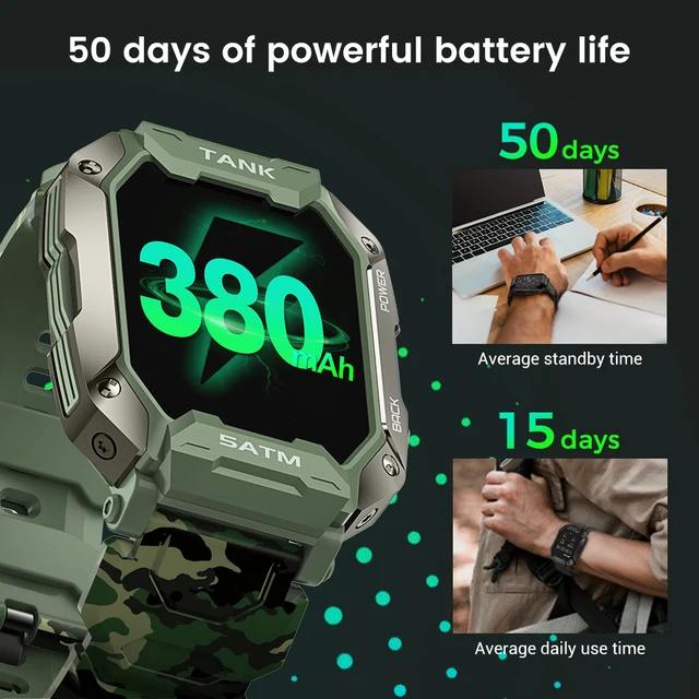 New Smartwatch 2022 KOSPET TANK M1 Rugged Outdoor Smart Watch Blood Pressure 5ATM IP69K Waterproof Bluetooth Smartwatch For Men 5
