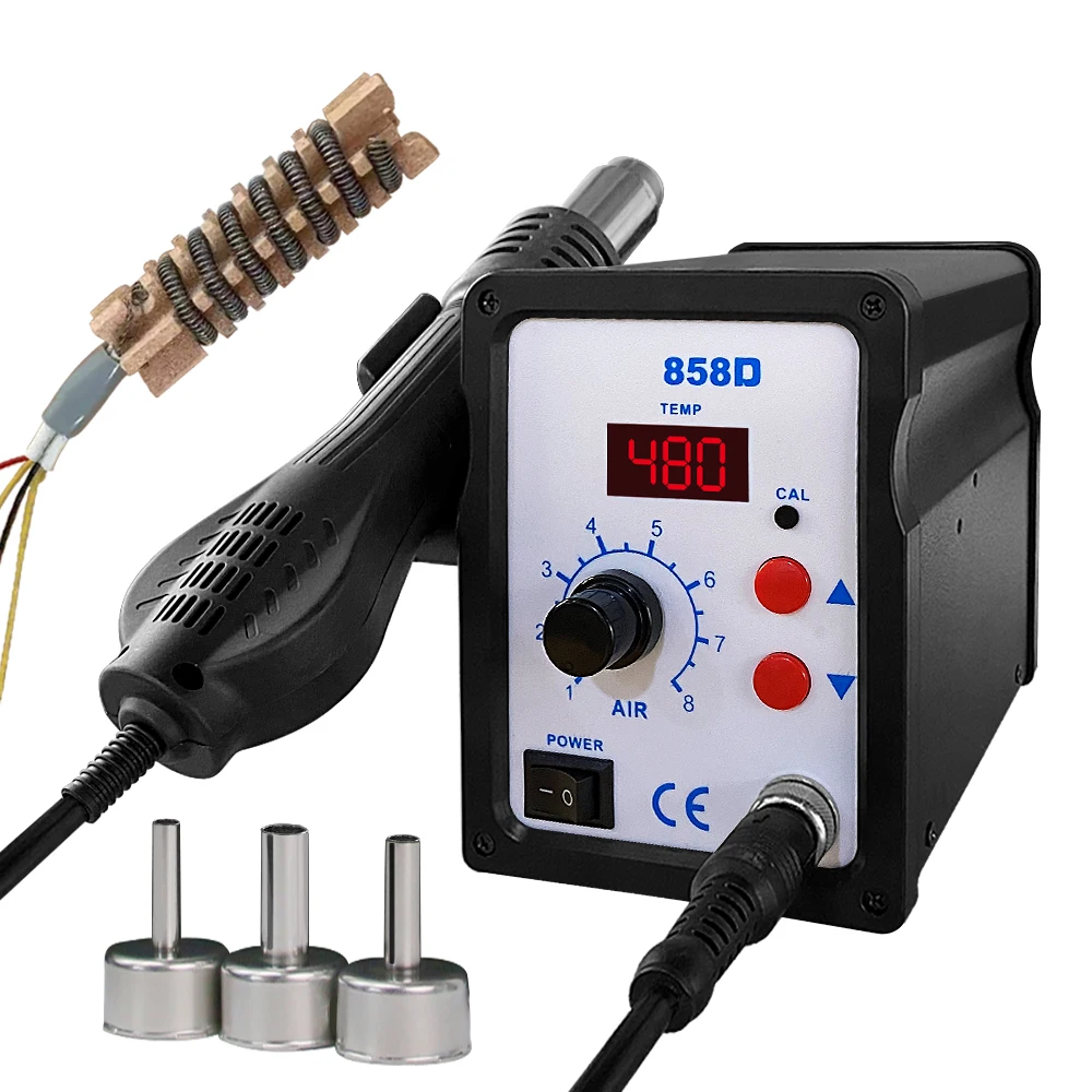 Hot Air Gun 858D BGA Rework Solder Station Blower Hair Dryer Hairdryer Soldering Heat Gun 220V 110V For SMD SMT Welding Repair small hot glue gun Power Tools