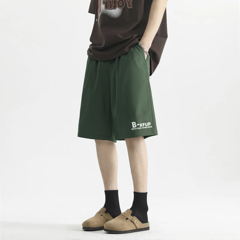 Men Trendy Letter Print Casual Streetwear Loose Straight Short Pants Youth Sports Running Quick Drying Beach Shorts Ropa Hombre
