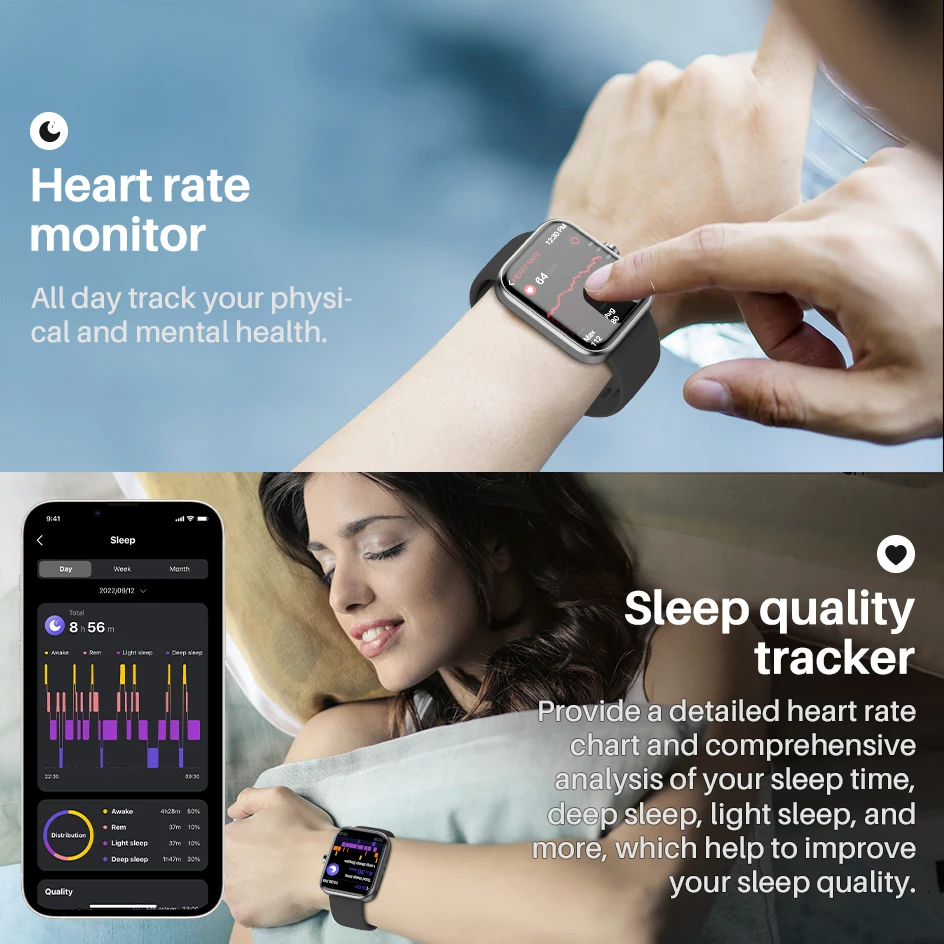 TOZO S3 Smart Watch Bluetooth Calling with Heart Rate IP68 Waterproof for Men Women Compatible with iPhone Android