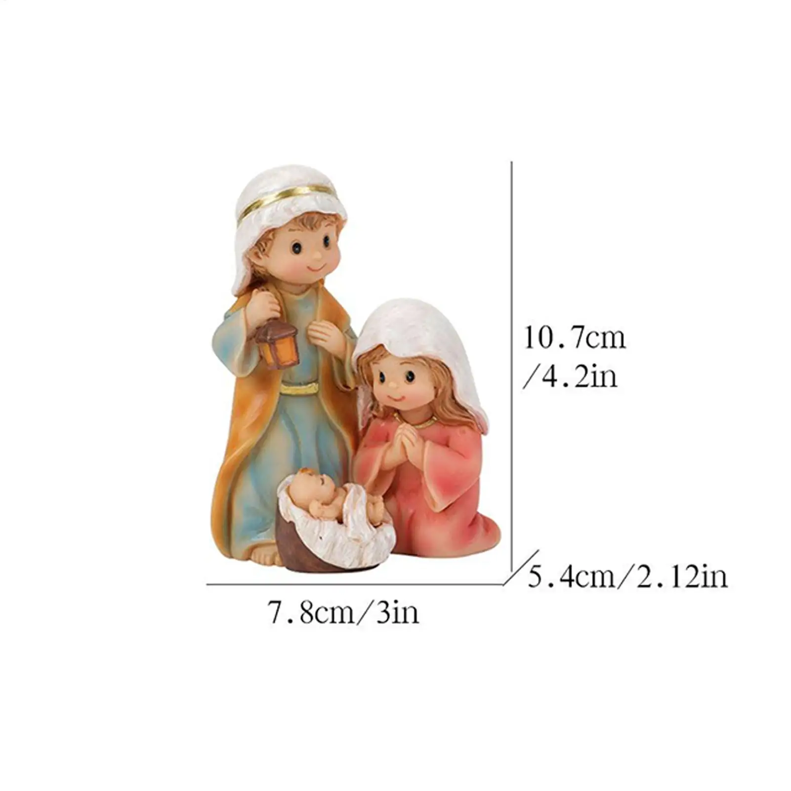 Holy Family Statue Small Resin Christmas Desktop Figurine Decor Home Decoration Statue For Bookcase Window Sill Bookshelf