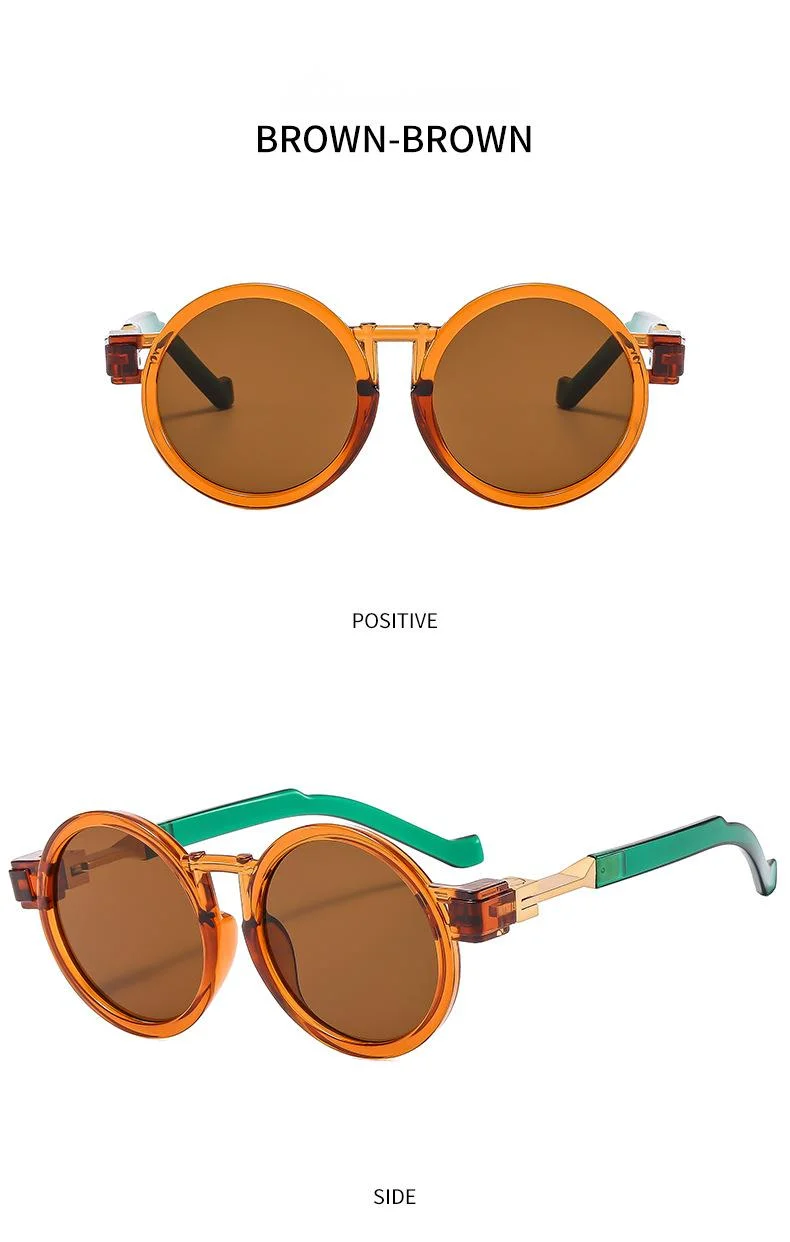 Nuovi occhiali da sole con montatura rotonda personalizzati con intarsio in metallo con gambe, occhiali da sole rock da moto per uomo e donna alla moda, occhiali alla moda transfrontalieri_voghion.com