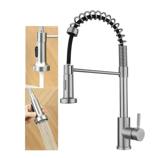 Vegetable basin faucet Two-speed rotatable multi-functional kitchen black spring hot and cold faucet 1