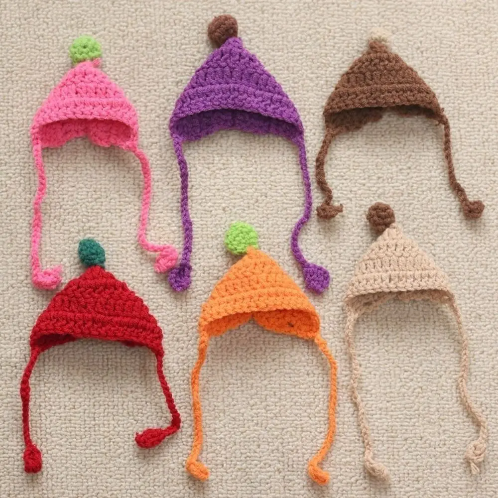 Cartoon Candy Color Mini Knitted Hats Cute Fashion Animal Doll Hat Plush DIY Casual Wear Hat for Skirt