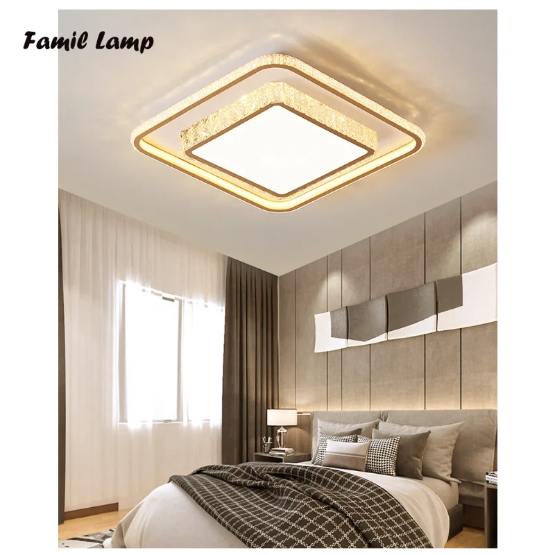 

Modern LED Home Ceiling Lights Crystal Chandelier Remote Control Luxury Square Living Bedroom Dining Room Set Room Decor