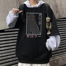 

Hip Hop Sweatshirt Anime Darling In The Franxx Zero Two Graphics Men's Oversized Hoodies Aesthetic Hooded Jacket Men Streetwear