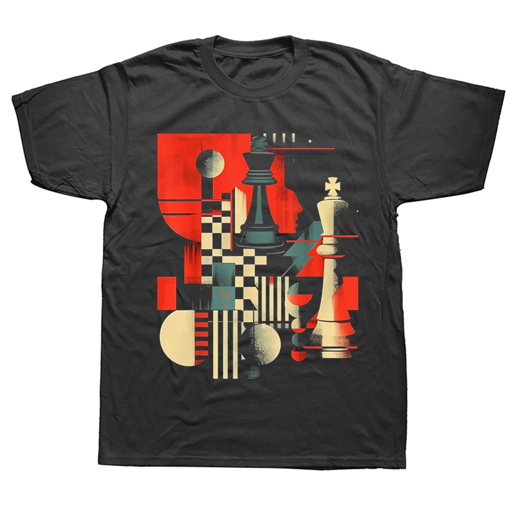 Lustiges Vintage-Schachspieler Unisex T-Shirt aus Reiner Baumwolle, Humorvolles Streetwear-Shirt, Locker Sitzende Kleidung für Männer und Frauen, Kurzarm