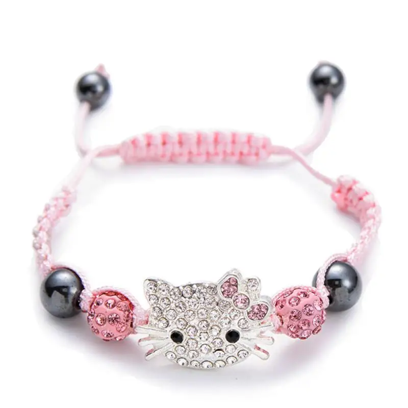 

Kawaii Sanrio Pink Cat Handwoven Crystal Bracelet Jewelry Cute Bracelet Couple Girlfriend Gift Holiday Gift Toys for Girls