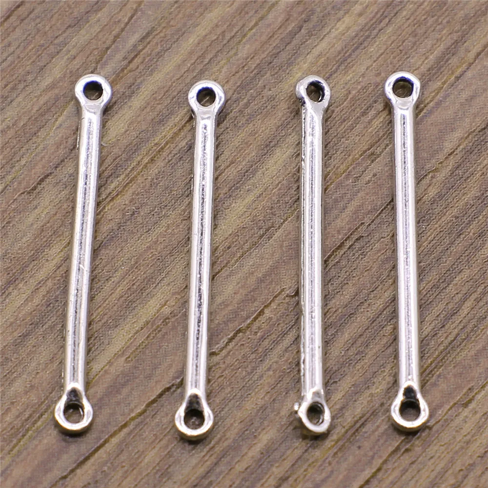 WYSIWYG 40pcs 2x24mm 커넥터 매력 커넥터 골동품 실버 색상 쥬얼리 만들기 DIY 쥬얼리 액세서리 만들기