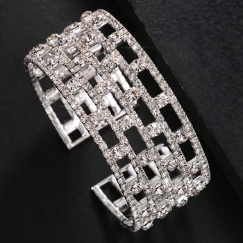 Fashion Crystal Bangle Bracelet for Women Hand Jewelry Bridal Bracelets for Wedding Elegant 2022 Trending Rhinestone Jewellery 6