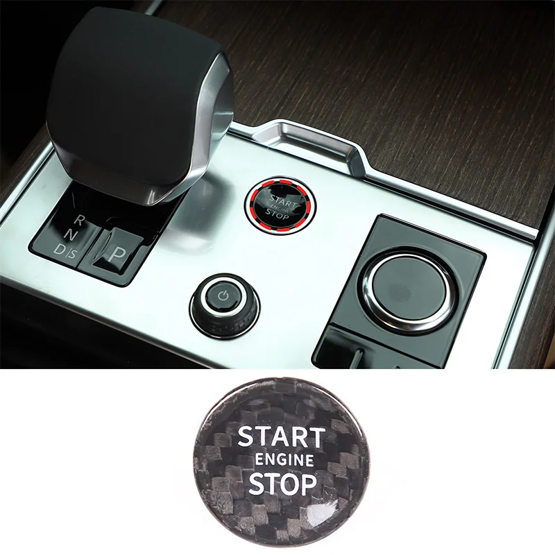 

For Land Rover Range Rover Vogue Sport 2024+ Real Carbon Fiber Auto Engine Start Stop Push Button Cover Trim Car Accessories
