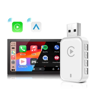 Wireless CarPlay Android Auto Adapter for Factory Wired Car, Wireless CarPlay & Android auto 2 in 1