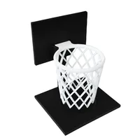 3D Printed Basketball Hoop Pen Holder, Desktop Stationery Organizer with Black Base & White Mesh, Space-Saving Office Desk Decor 5