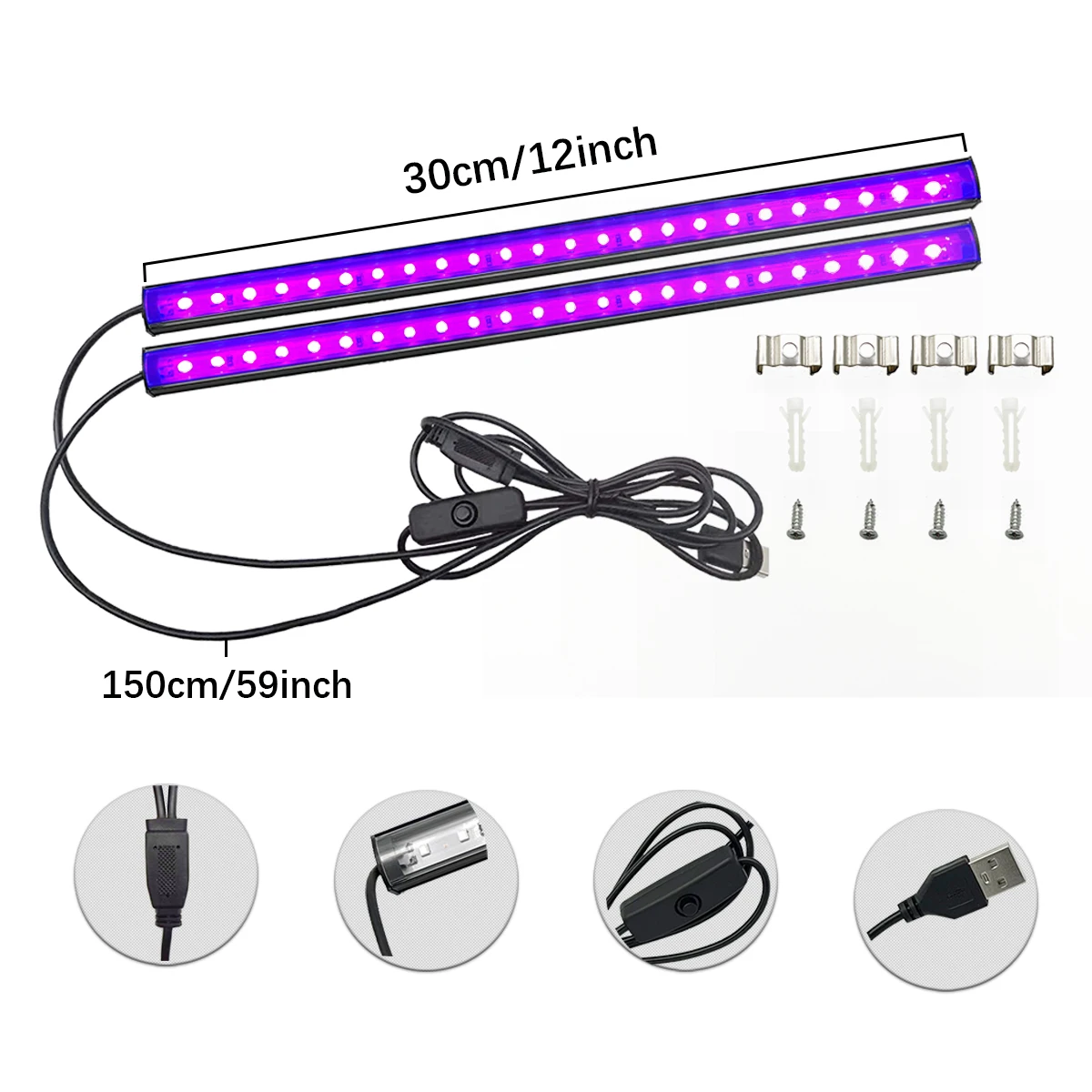 2/4pcs 9W 395nm UV Black Light Bar black light bulbs black light bar For Fluorescent Tapestry Poster Body Paint Glow Halloween Decor Xmas Party