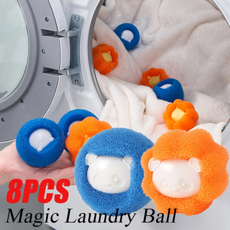 

8Pcs Magic Washing Machine Laundry Ball Pet Hair Remover Prevent Clothing From Pets Hairs Tangling for Home Clothings Cleaning