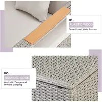 Light Gray Outdoor Sectional Patio Furniture Set with Ottoman and Side Coffee Table for Garden, Porch, Backyard 3