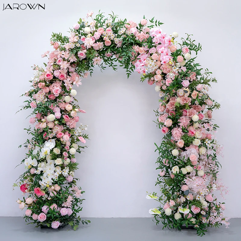

Customized Pink Whie Floral Greenery Arrangement Arch Set for Wedding Backdrop Decoration Event Pary Metat Flower Balloon Stand