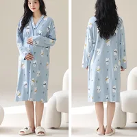 Chemise de nuit d'allaitement en coton pour maternité, imprimé Floral, vêtements de nuit, grossesse, maison, hôpital, printemps et automne 5