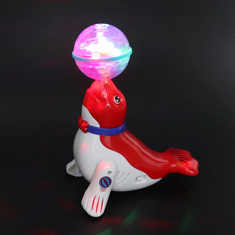 New Top Ball Sea Lion Dolphin Electric Popular Toys Children's Universal Rotating Light Music Projection Dancing Children's Toys
