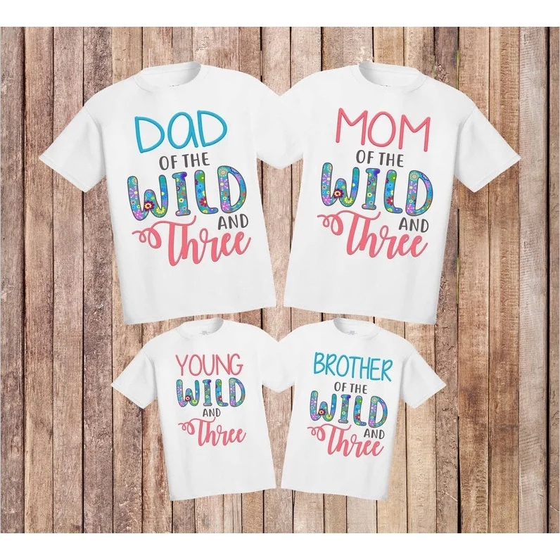 New Father Mother Kids Family Matching T Shirt Wild Three Printing Tshirt Funny Birthday Family Look Outfit White T-Shirt Gift