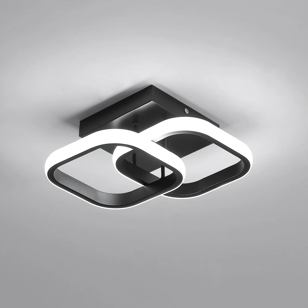 Modern Black LED Ceiling Light,22W Acrylic LED Ceiling Light,2550LM Square Ceiling Light,Cool White 6500K