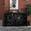 Black Buffet Storage Cabinet with 3 Door, 43" W Coffee Bar Cabinet, Kitchen Buffet Sideboard for Living Room, Kitchen 5