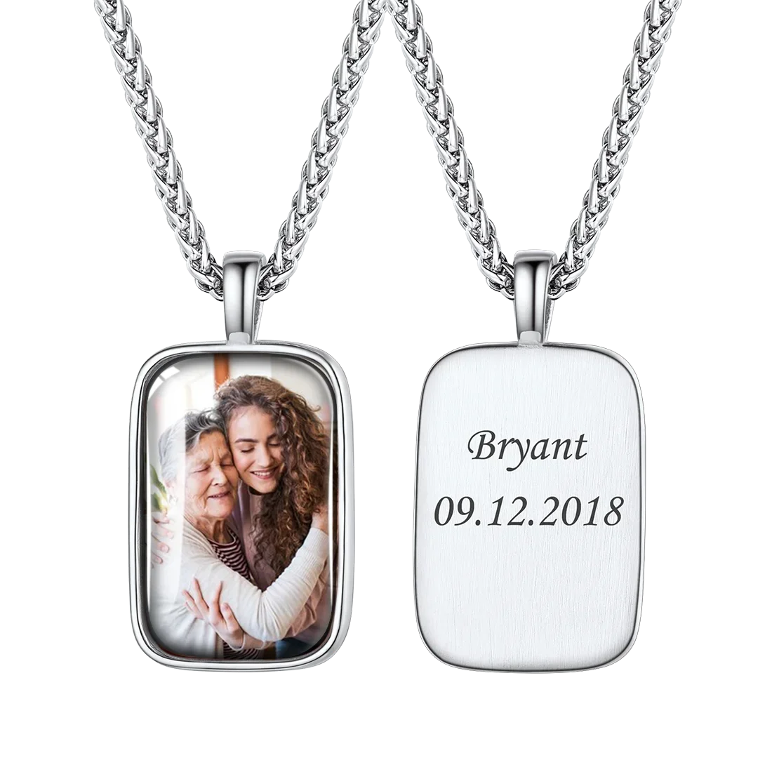 MunkiMix Collana Personalizzata Con Ciondolo Rotondo O Cuore - Incidi Foto, Testo O Simbolo Su Acciaio Inossidabile - Regalo Per Mamma, Fidanzata, Amica