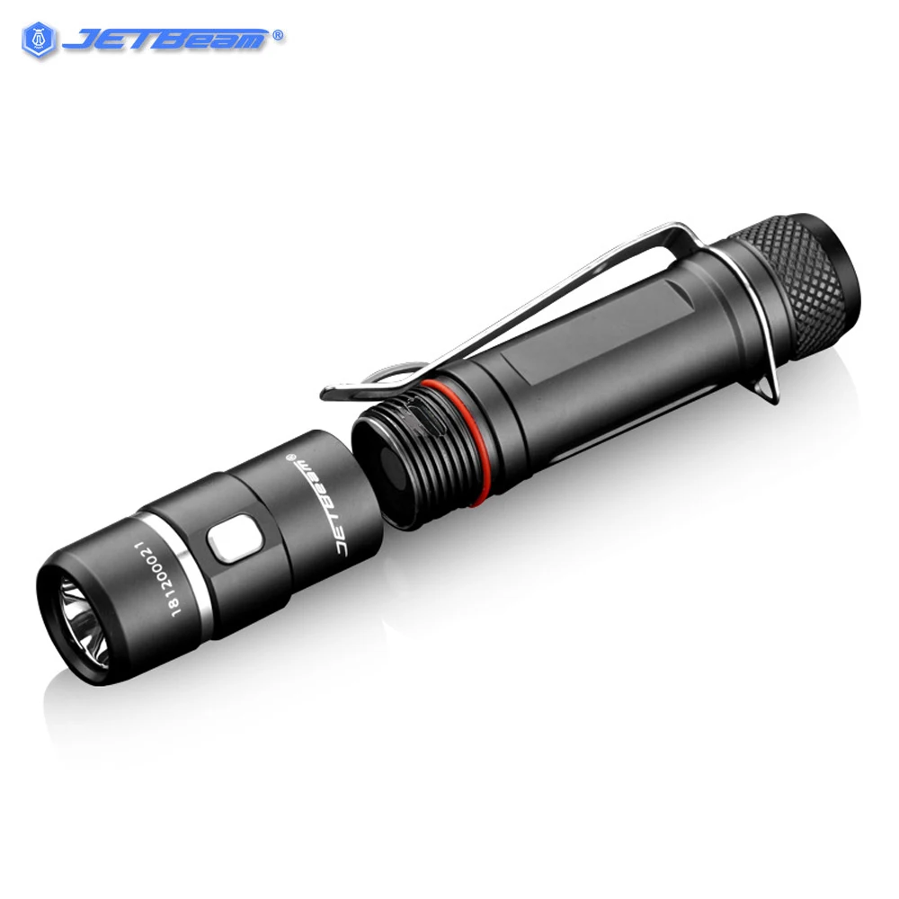 JETBeam E10R EDC Flashlight USB Rechargeable Bright LED Max 650 Lumen Beam Throw 129 Meter Small Size Self-defense Search Torch