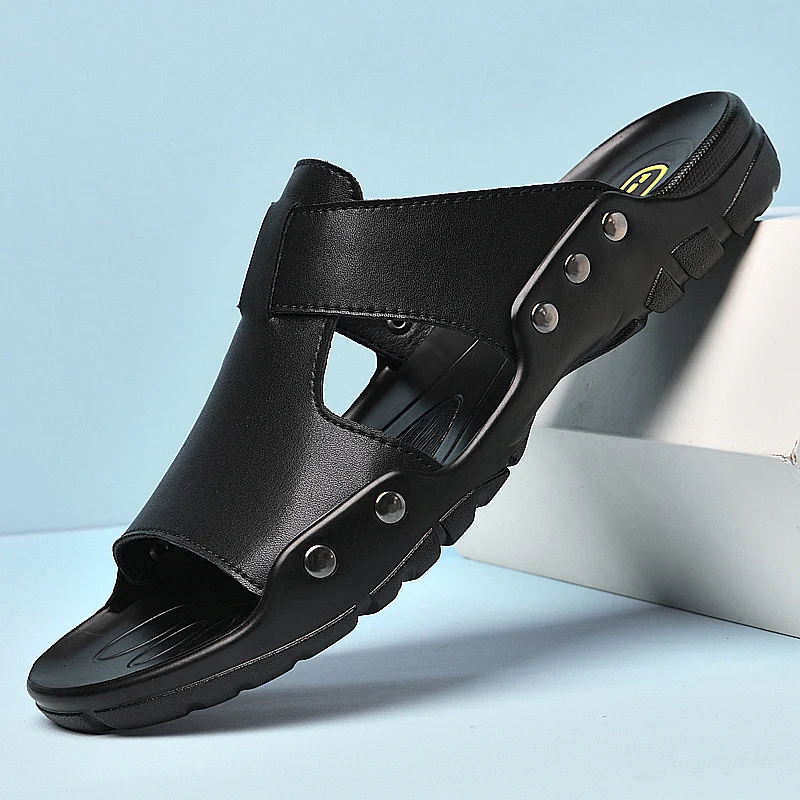 Classic Brand Men's Slippers Seaside Men's Beach Shoes Soft Soled Men's Casual Shoes Summer Men's Home Slippers Big Size：37-50