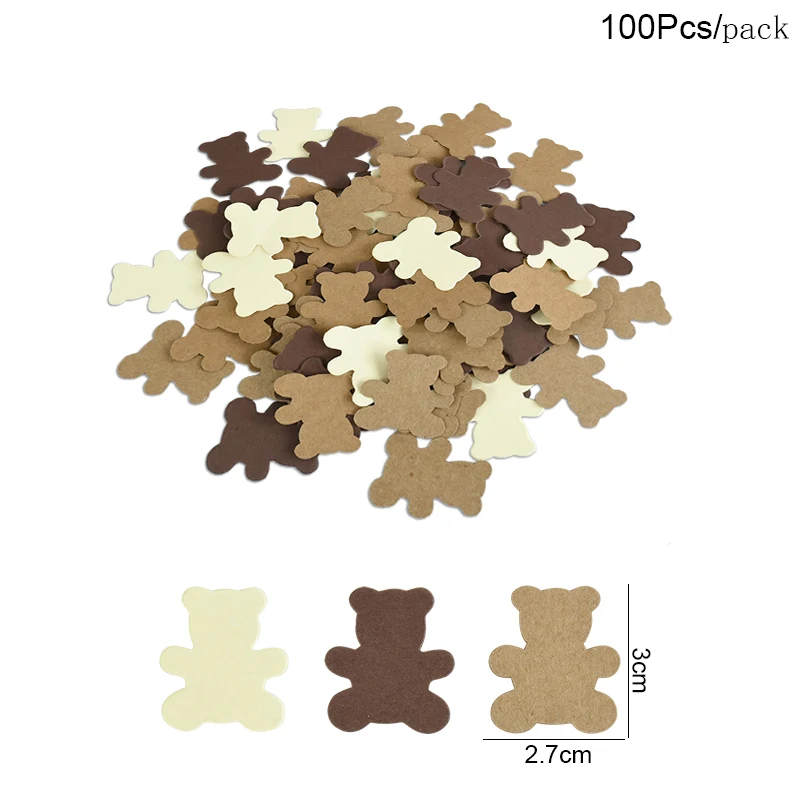 100pcs Teddy Bear paper Confetti Brown Bear Confetti Baby Shower Table Decoration kid's favors Birthday Party DIY Decor Supplies