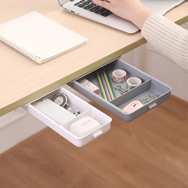 1pc Box Desk Pastable Case Side Storage Storage Moving Pencil Table Desktop Under Small Drawer Type Stationery Hidden The