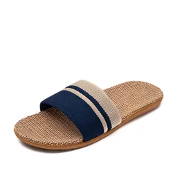 Summer Women's Anti-Slip Lightweight Linen Indoor Slippers - 39-40 (Blue)