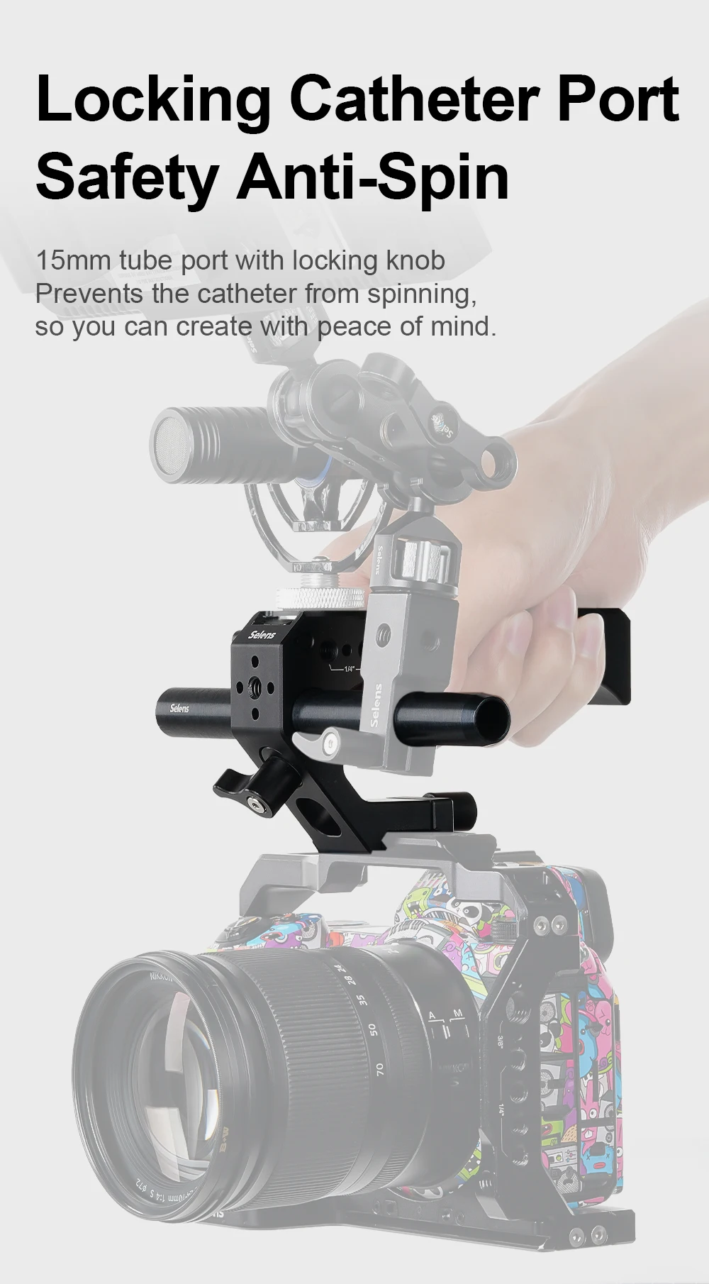 Universal DSLR Handheld Cold Shoe Holder Camera Cage Top Handle with 3/8"&1/4" S