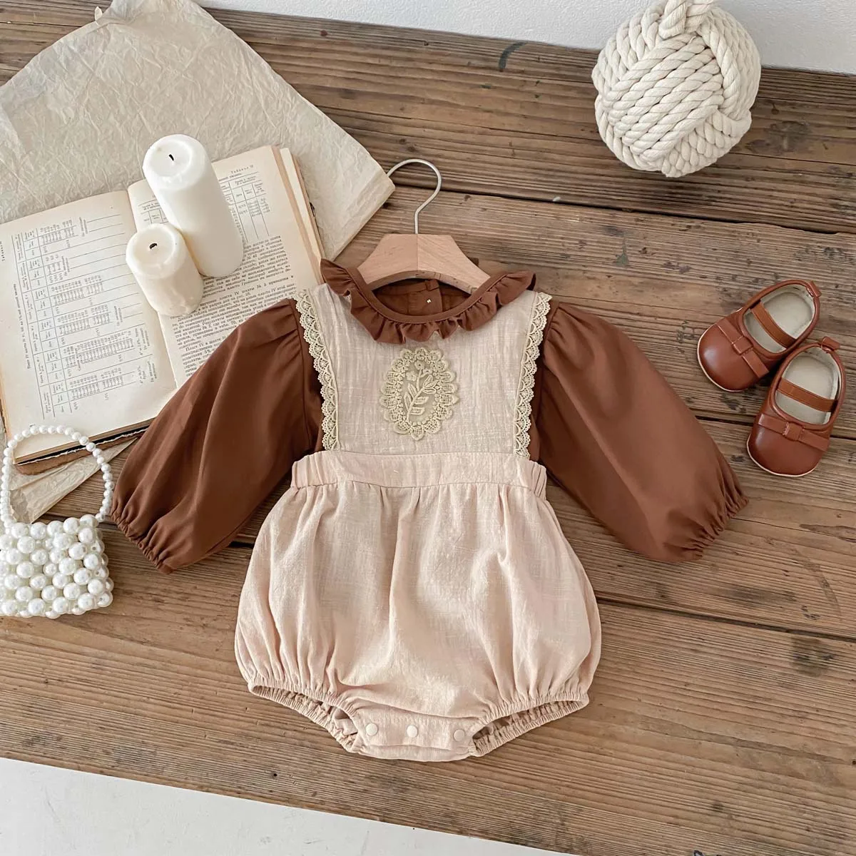 Baby Girl Ruffle Shirt & Lace Romper Set 2