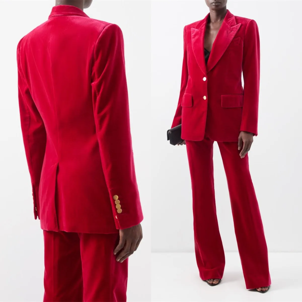 

Solid Color Velvet Women Suits Office Sets For Wedding Slim Fit Tuxedo 2 Pcs Blazer+Pants Formal Party Prom Evening Custom Made