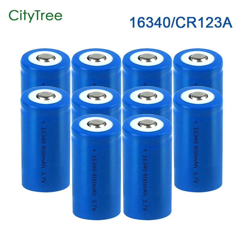 Citytree 16340 Batterie Ricaricabili 3.7V Li-Ion Cr123A Batteria Per Torcia A Led Caricabatteria Da Parete Da Viaggio 16340 Batteria Cr123A