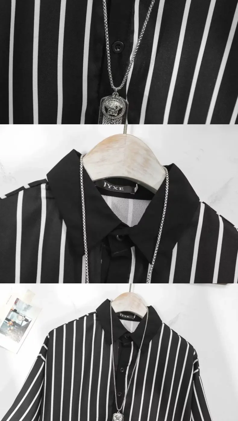 Men's Clothing White Stripe Polo T Shirt Button Down Collar Slim Fit Quick Dry Casual Comfortable Stylish Top for Young Men 17 Se86f7b094e5649bb88ddcbcf782ae609d